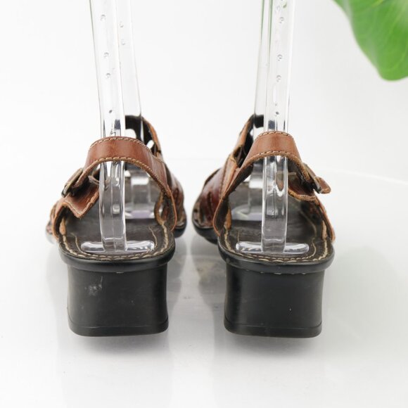 Josef Siebel Womens Sandal Size 38 7 Tan Brown Leather Heel Strappy Slingback - Picture 4 of 13